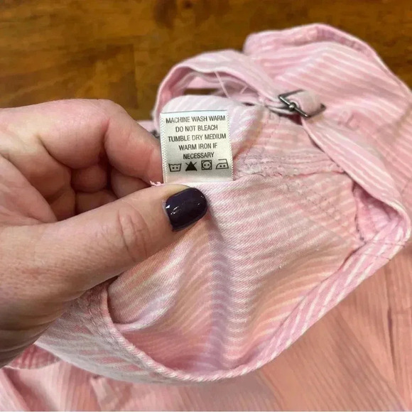 Laken & McKey pink white striped overalls size 7 100% cotton girls - Picture 7 of 8